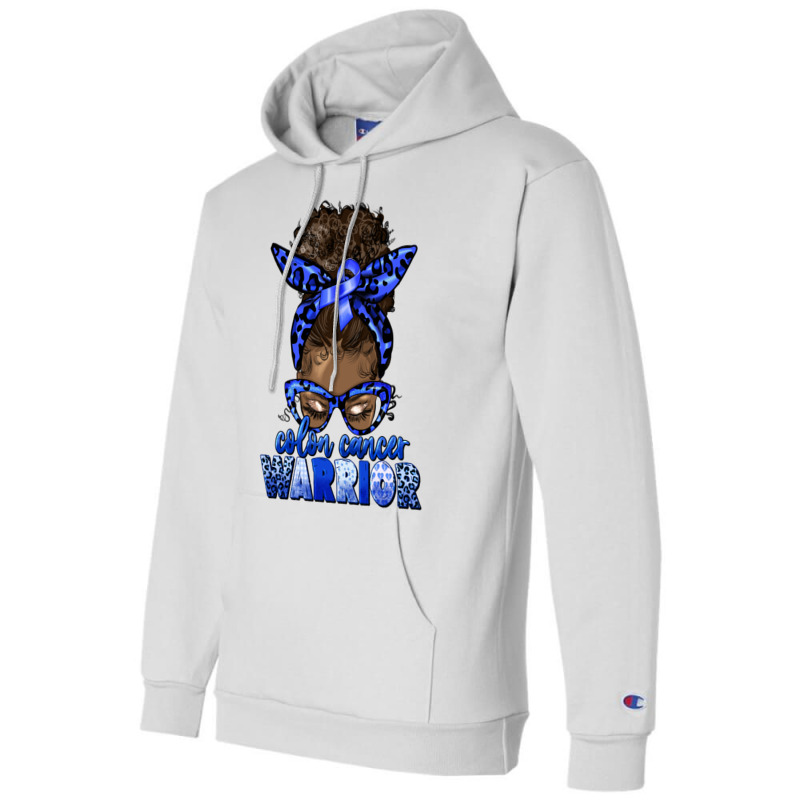 Colon Cancer Warrior Afro Messy Bun Champion Hoodie | Artistshot