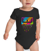 Retro 80's 90's Music Notes Cassette Tape Baby Bodysuit | Artistshot