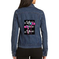 Music In Ear Headphones Songs Songs Ladies Denim Jacket | Artistshot