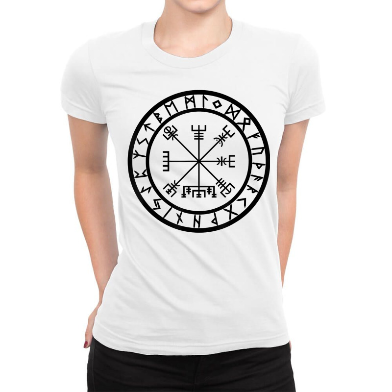 Vegvisir   Rune Circle T Shirt Ladies Fitted T-Shirt by ald1heberts | Artistshot