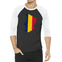 Chad Flag Map Drawing Line Art 3/4 Sleeve Shirt | Artistshot