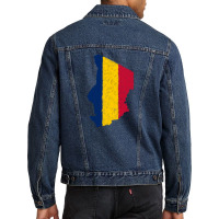 Chad Flag Map Drawing Line Art Men Denim Jacket | Artistshot