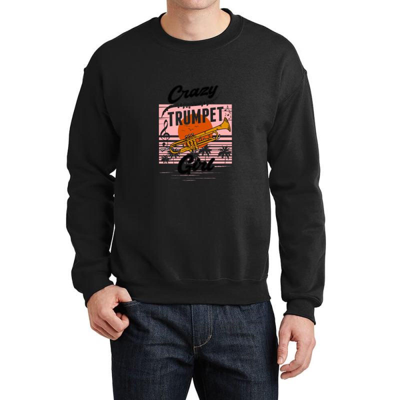 Crazy Trumpet Girl Player Musician Essential Crewneck Sweatshirt | Artistshot