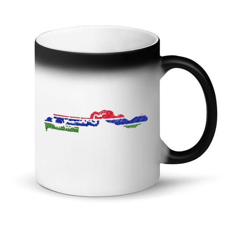 Gambia Flag Map Drawing Line Art Magic Mug | Artistshot