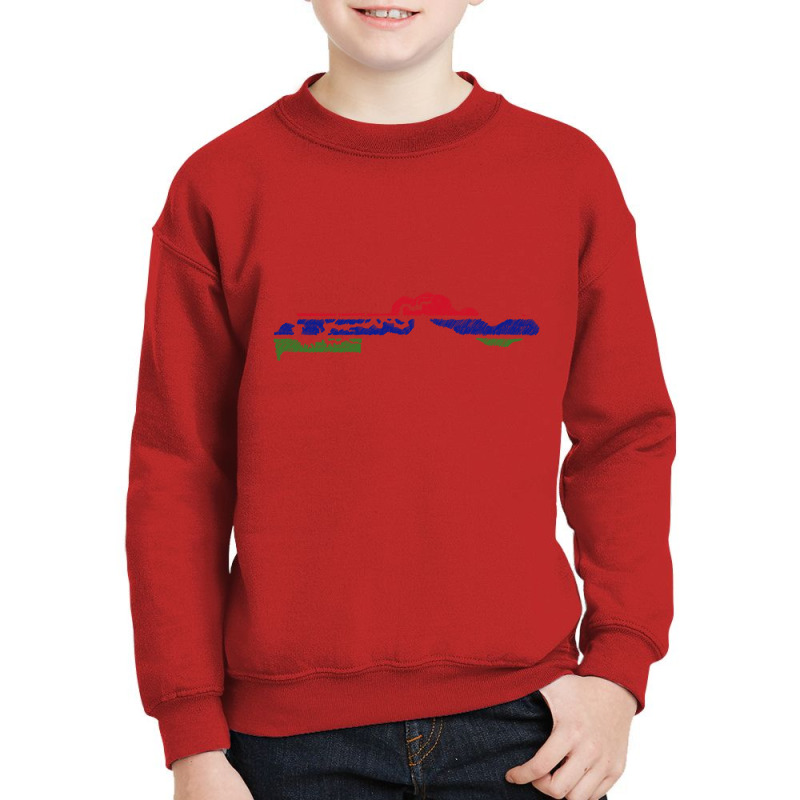 Gambia Flag Map Drawing Line Art Youth Sweatshirt | Artistshot