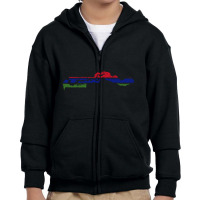 Gambia Flag Map Drawing Line Art Youth Zipper Hoodie | Artistshot