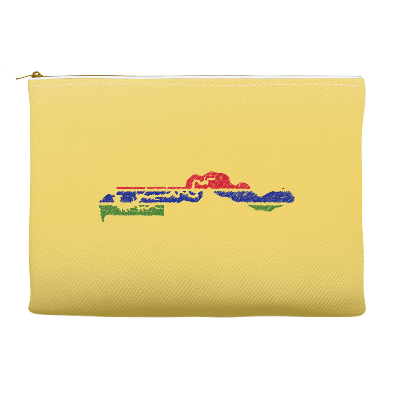 Gambia Flag Map Drawing Line Art Accessory Pouches | Artistshot