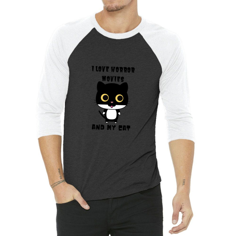 I Love Horror Movies And My Cat 1 3/4 Sleeve Shirt | Artistshot