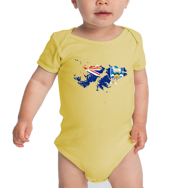 Falkland Island Malvinas Flag Map Drawing Line Art Baby Bodysuit by Erwin Saputra Art | Artistshot