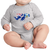 Falkland Island Malvinas Flag Map Drawing Line Art Long Sleeve Baby Bodysuit | Artistshot