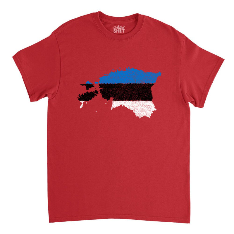 Estonia Flag Map Drawing Line Art Classic T-shirt | Artistshot