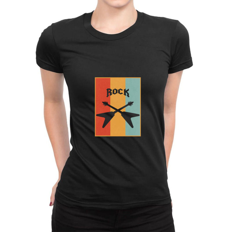 Rock Music Rock Guitar Instrument Music Ladies Fitted T-Shirt by HakimMohamed | Artistshot