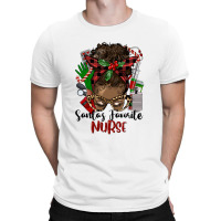 Christmas Nurse Afro Messy Bun T-shirt | Artistshot