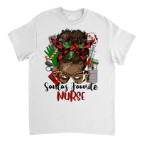 Christmas Nurse Afro Messy Bun Classic T-shirt | Artistshot