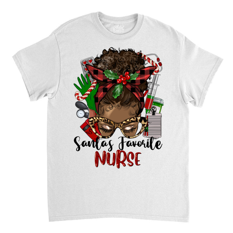 Christmas Nurse Afro Messy Bun Classic T-shirt | Artistshot