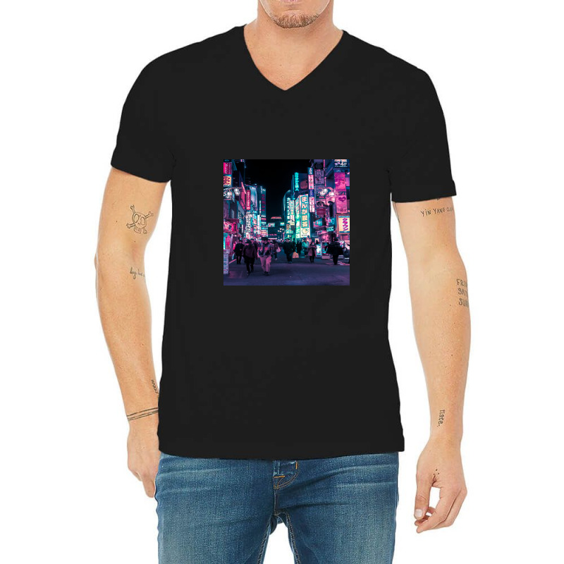 Heart Full Of Neon Cyberpunk Overload V-Neck Tee by punimsalufu | Artistshot