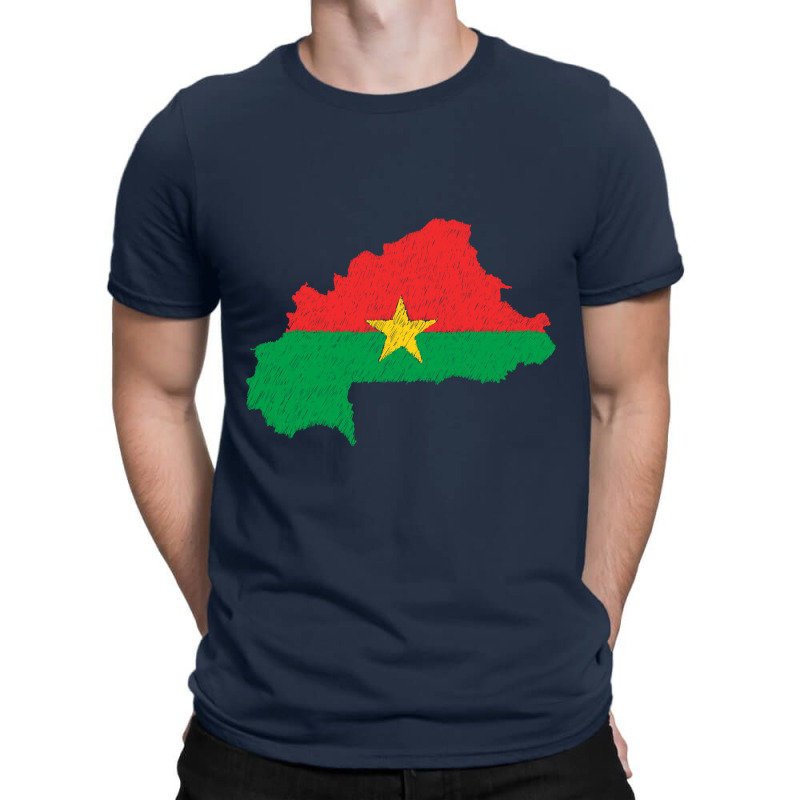 Burkina Faso Flag Map Drawing Line Art T-Shirt by Erwin Saputra Art | Artistshot