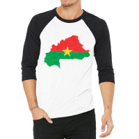 Burkina Faso Flag Map Drawing Line Art 3/4 Sleeve Shirt | Artistshot