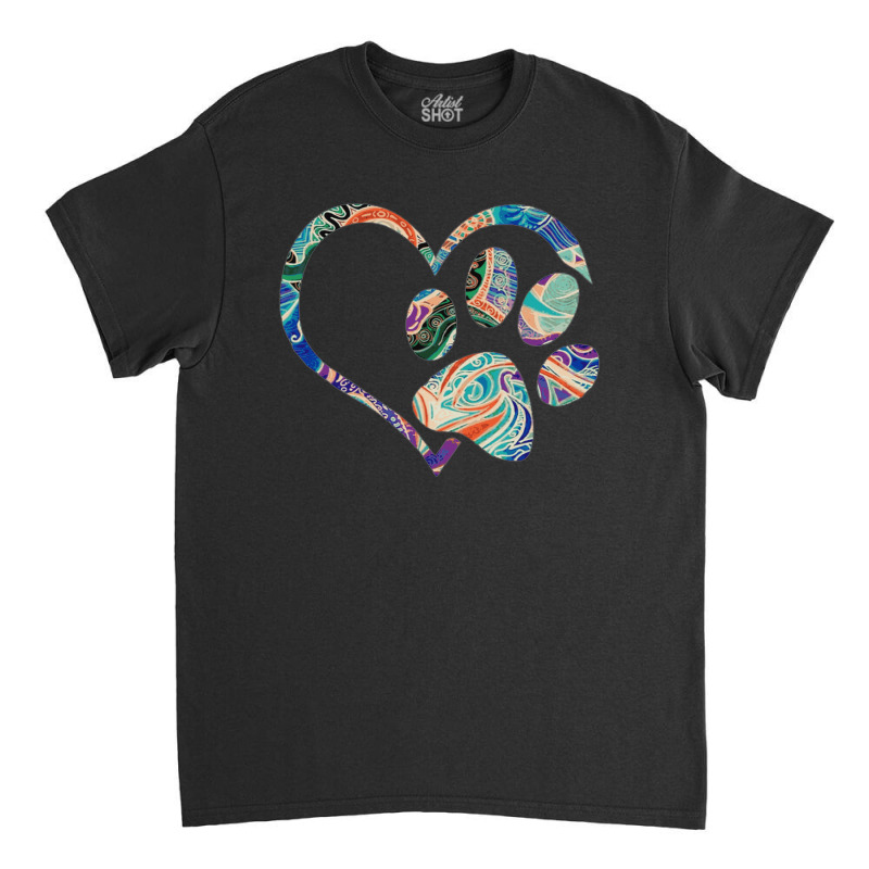 Pawprint Tie Dye Rainbow Inspired Dog Paw Print Gift Classic Classic T-shirt | Artistshot