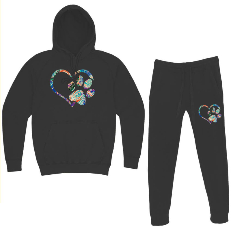 Pawprint Tie Dye Rainbow Inspired Dog Paw Print Gift Classic Hoodie & Jogger Set | Artistshot