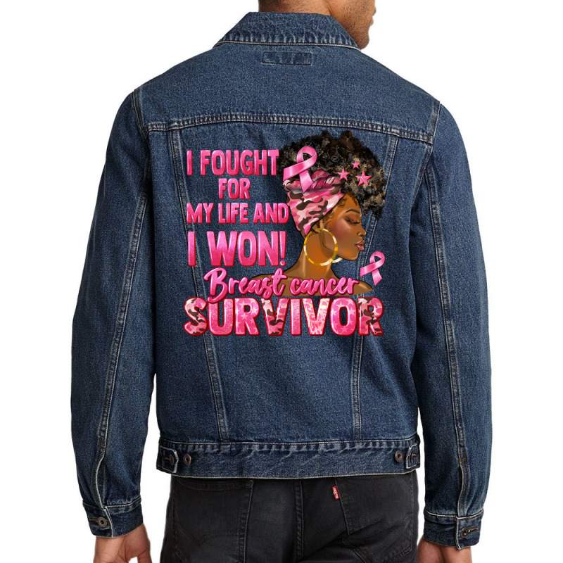 Breast Cancer Survivor I Won Black Woman Men Denim Jacket | Artistshot