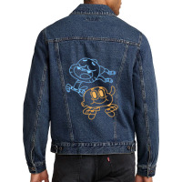 Cn The Amazing World Of Gumball & Darwin Neon Outline Men Denim Jacket | Artistshot