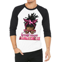 Breast Cancer Awareness Afro Messy Locs Bun 3/4 Sleeve Shirt | Artistshot