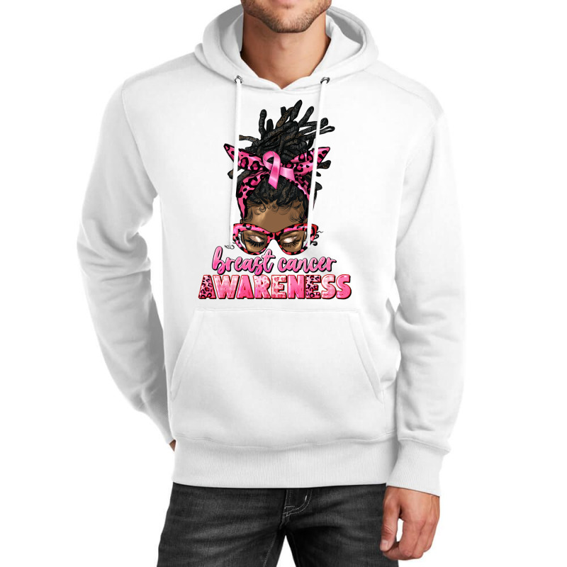 Breast Cancer Awareness Afro Messy Locs Bun Unisex Hoodie | Artistshot