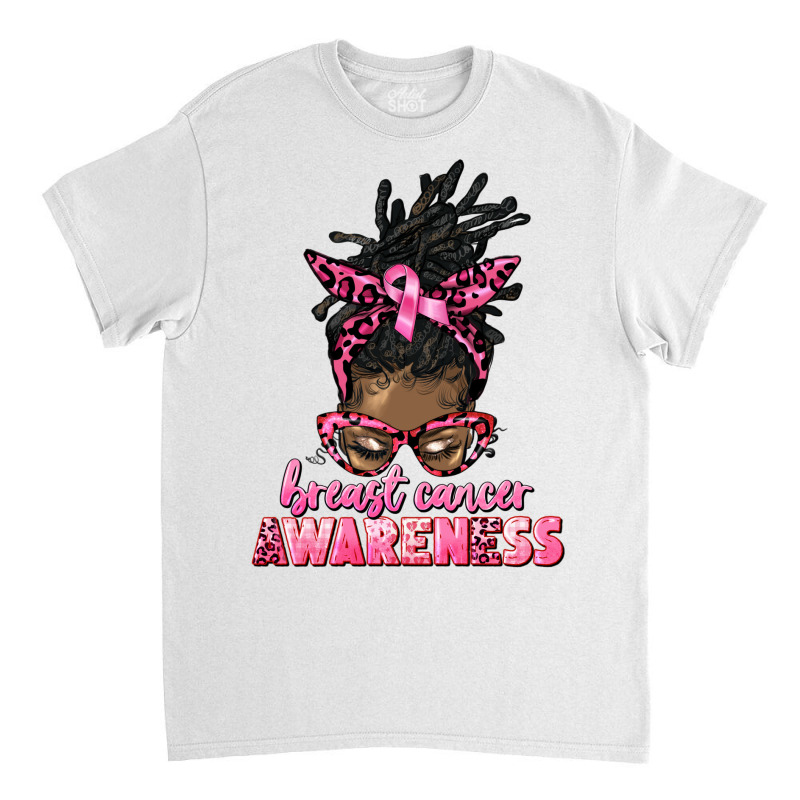 Breast Cancer Awareness Afro Messy Locs Bun Classic T-shirt | Artistshot