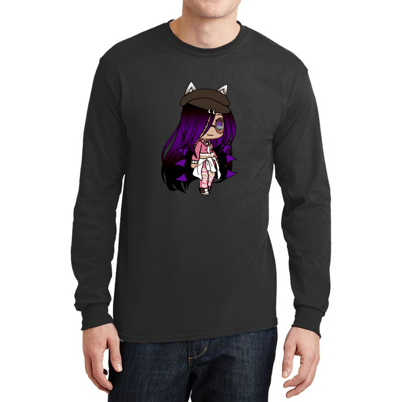 Cute Chibi Style Kawaii Anime Girl With Fox Ears And Tails Pullover Ho Long Sleeve Shirts | Artistshot