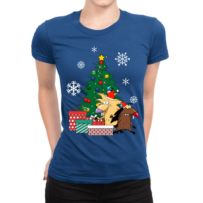 Angry Beavers Around The Christmas Tree Ladies Fitted T-Shirt by deevdrahax | Artistshot