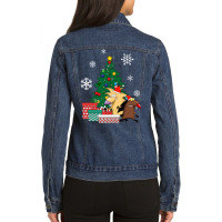 Angry Beavers Around The Christmas Tree Ladies Denim Jacket | Artistshot