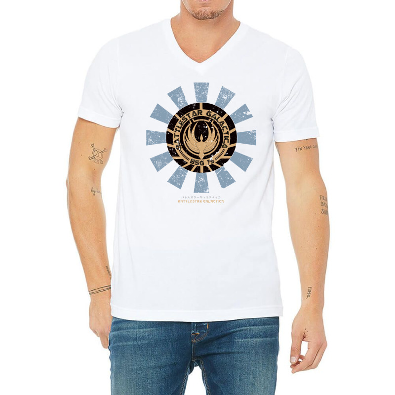 Battlestar Galactica Retro Japanese V-Neck Tee by deevdrahax | Artistshot