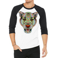 Panther Huichol Sugar Skull Calavera Skull Aztec Art On Back Pullover 3/4 Sleeve Shirt | Artistshot