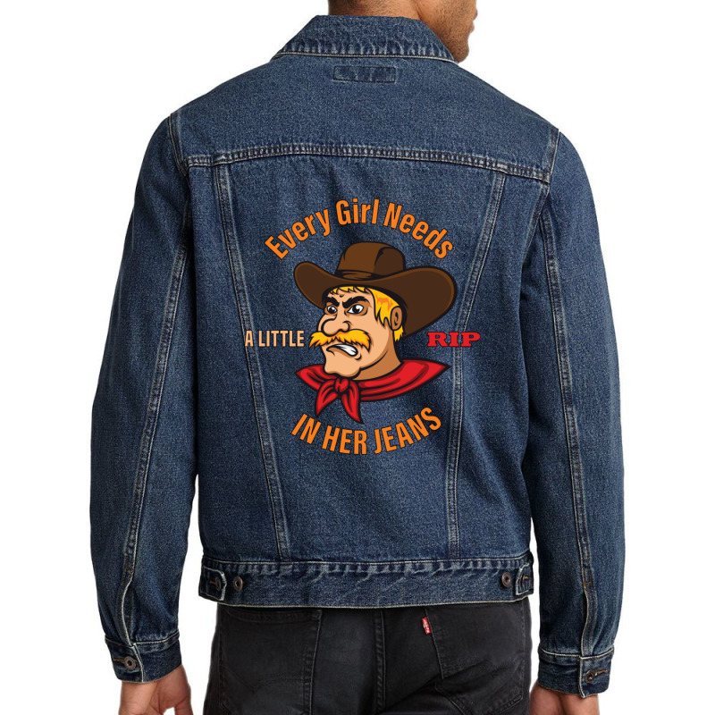 Every Girl Needs A Little Rip In Her Jeans Angry Cowboy Man Men Denim Jacket | Artistshot