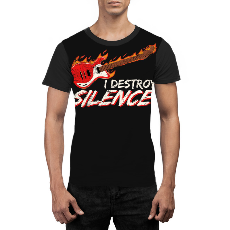 I Destroy Silence Funny Electric Guitar Player Guitar Lover Graphic T-shirt by PeteBabic | Artistshot