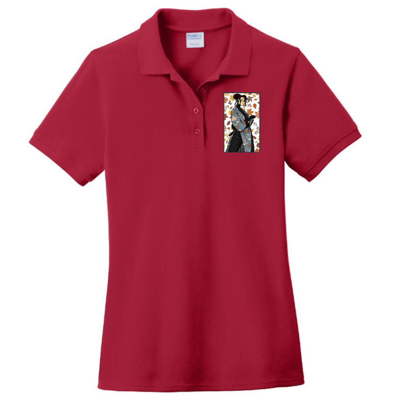 Red Bun Samurai Ladies Polo Shirt by J D.C. Illustrations | Artistshot