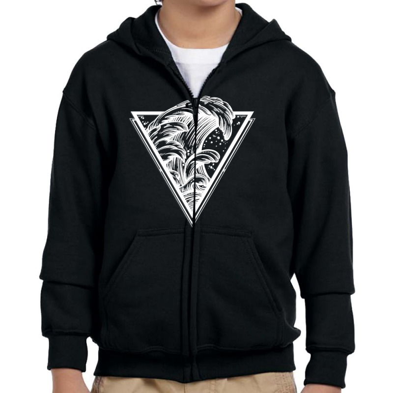 Wave In Triangle For Dark Youth Zipper Hoodie by Gurkan | Artistshot