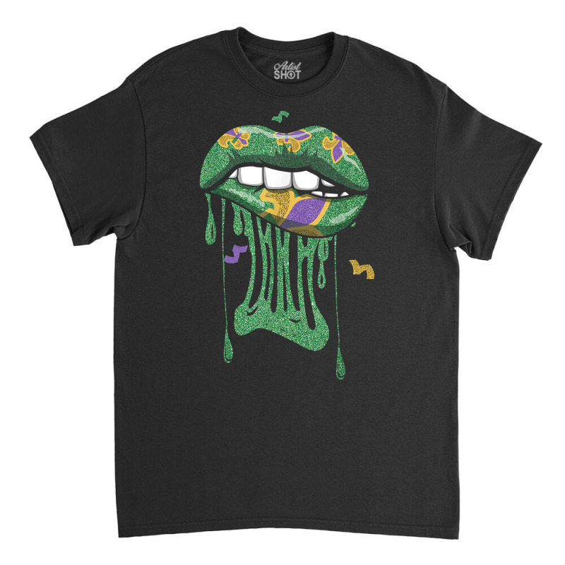 Bite Lips Drip Mardi Festival Parade Beads Mardi Gras T Shirt Classic T-shirt | Artistshot