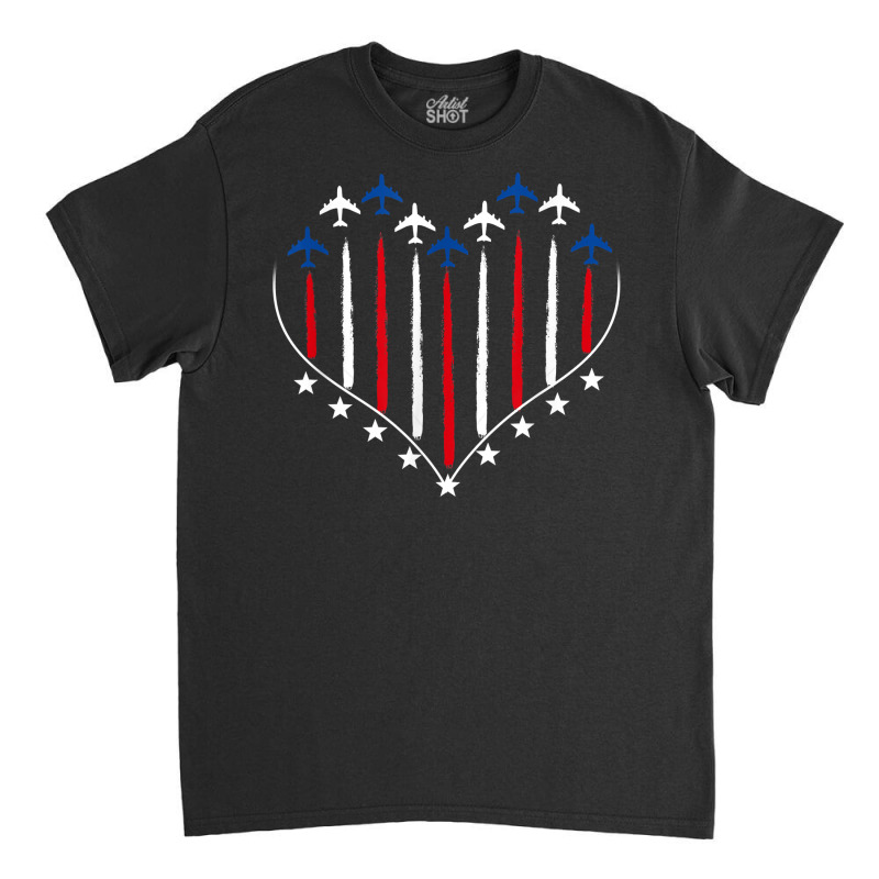 Fighter Plane Red White And Blue Patriotic American Flag T Shirt Classic T-shirt | Artistshot