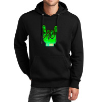 Rock Hand Gesture Space Green Rock N Roll Salute Unisex Hoodie | Artistshot