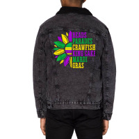 Beads Parades Crawfish King Cake Mardi Gras Celebration T Shirt Unisex Sherpa-lined Denim Jacket | Artistshot