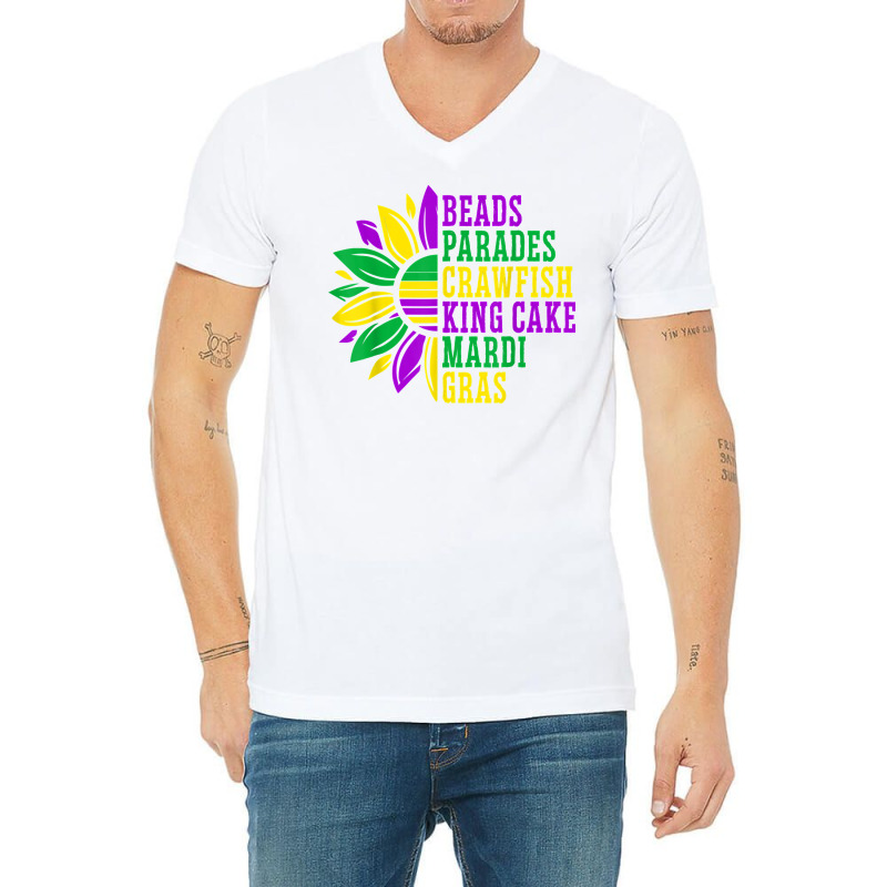 Beads Parades Crawfish King Cake Mardi Gras Celebration T Shirt V-neck Tee | Artistshot