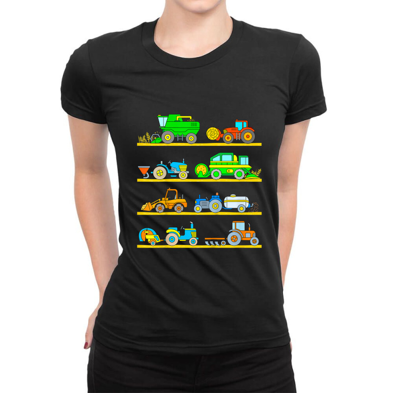 Kids Combine Harvester Farm Vehicles Tractor Boys Ladies Fitted T-Shirt by DanaMarieDeLosSantos | Artistshot