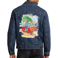 Beach Car Sunset Men Denim Jacket | Artistshot