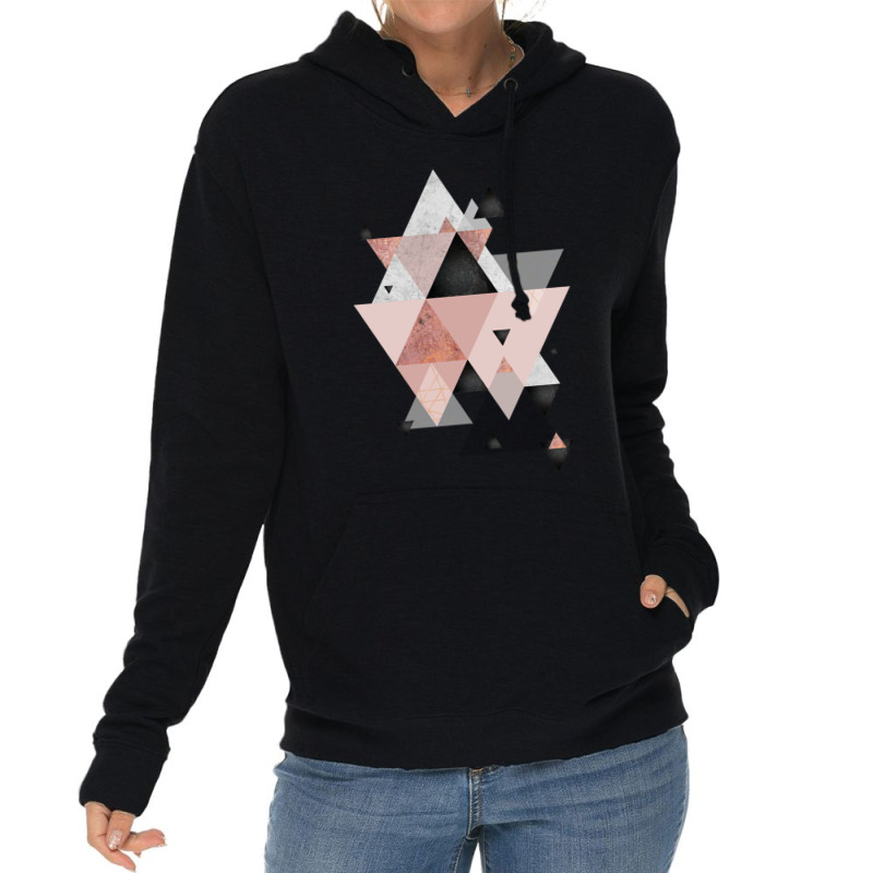 Geometric Compilation In Rose Gold And Blush Pink Lightweight Hoodie | Artistshot