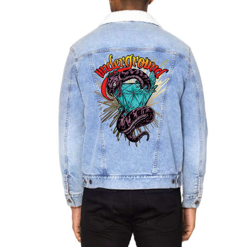 Underground Snake Diamond Unisex Sherpa-lined Denim Jacket | Artistshot