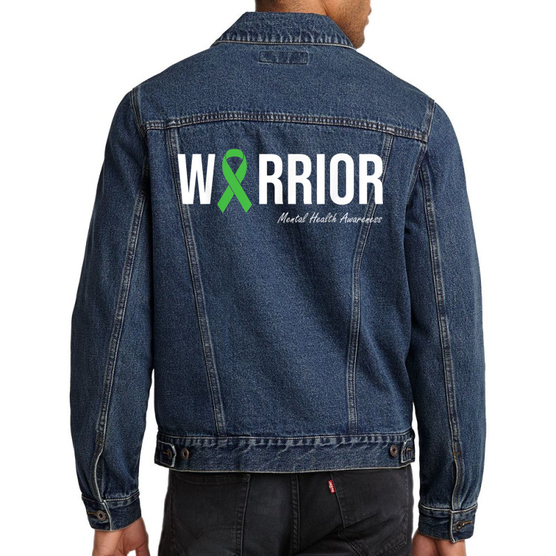 Mental Health Awareness Green Ribbon Men Denim Jacket | Artistshot