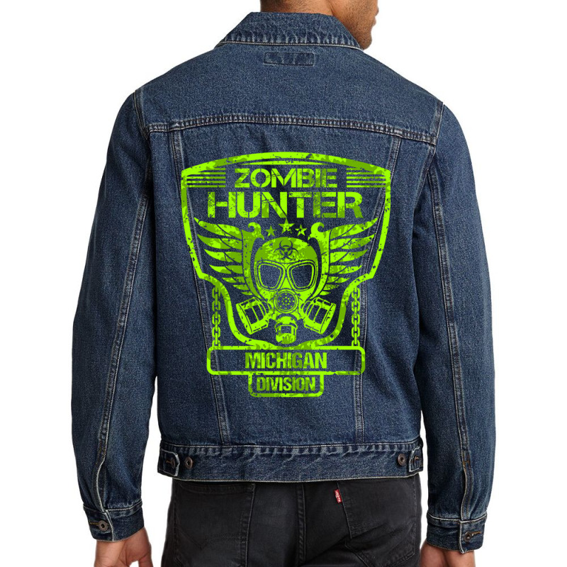 Michigan Zombie Hunter Hoodie Men Denim Jacket | Artistshot