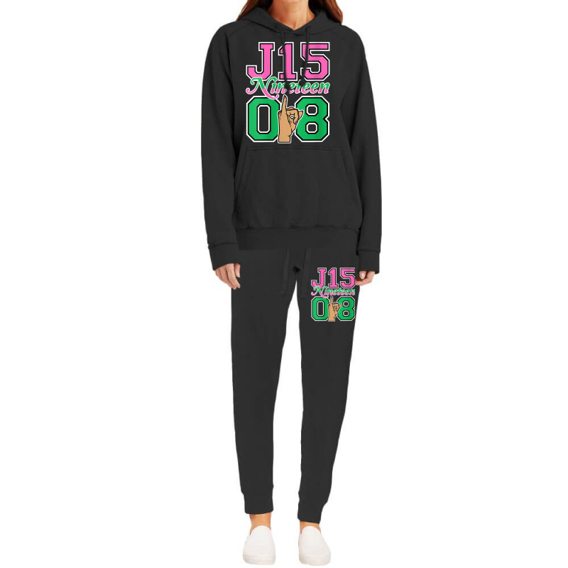 Womens J15 Nineteen 08 Founder's Day Aka Women Hand Sign V Neck T Shir Hoodie & Jogger Set | Artistshot